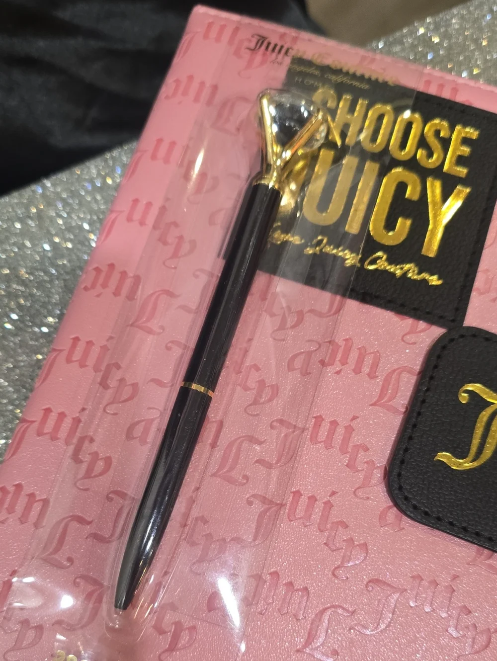 Juicy Couture Home Choose Juicy Logo Embossed Journal w/ Diamond-Tip Pen